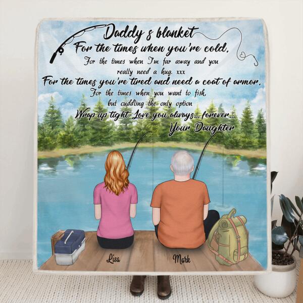 Personalized Fishing Father and Daughter Blanket - Father and Daughter Go Fishing - Gift For Father From Daughter