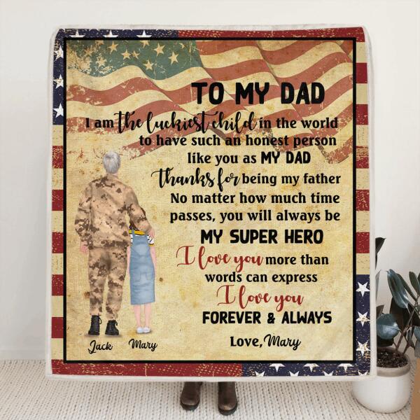 Personalized Soldier Father and Child Blanket - Gift For Father's Day From Son and Daughter - I Love You Forever and Always - DISY8N