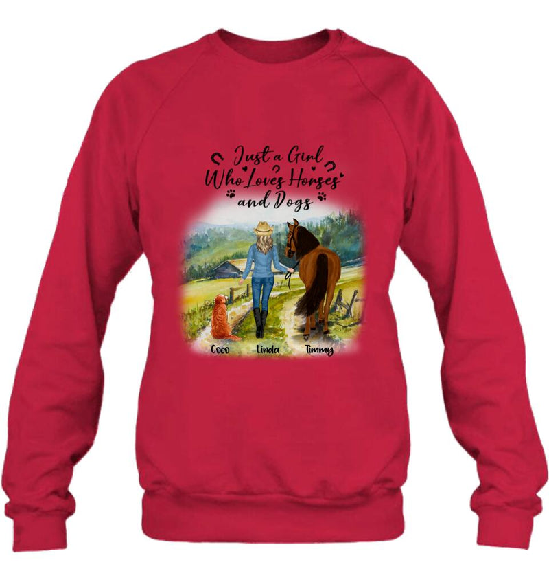Personalized Horse And Dog Shirt - Up to 2 Horses And 4 Dogs - Best Gift For Horse/Dog Lover