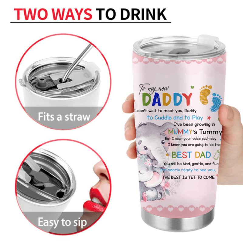 Personalized To My New Daddy Tumbler - Gift Idea for Father's Day - I Can't Wait To Meet You, Daddy