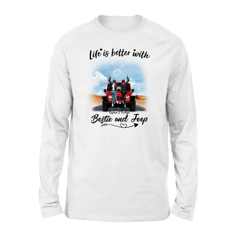 Personalized Besties Off-road T-Shirt/Pullover Hoodie - Gift For Best Friends - Life Is Better With Bestie