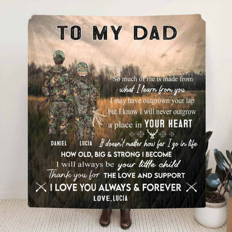 Personalized Hunting Father and Kid Blanket - Best Gift For Father's Day From Son and Daughter - Thank You For The Love And Support - Q46PNT