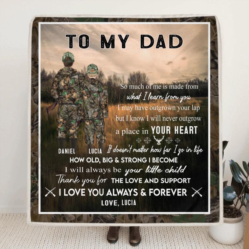Personalized Hunting Father and Kid Blanket - Gift For Father's Day From Son and Daughter to Father - Q46PNT