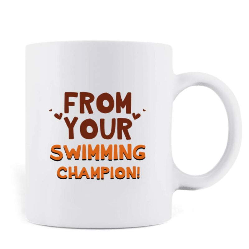 Personalized Sperm Coffee Mug - Gift Idea From Kids to Father with up to 8 Kids - From Your Swimming Champion!