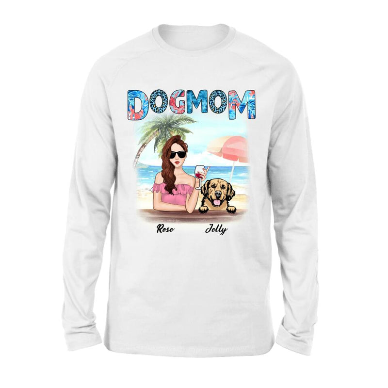 Personalized Dog Mom Summer Patterned Shirt/Hoodie - Up to 4 Dogs - Gift Idea For Dog Mom