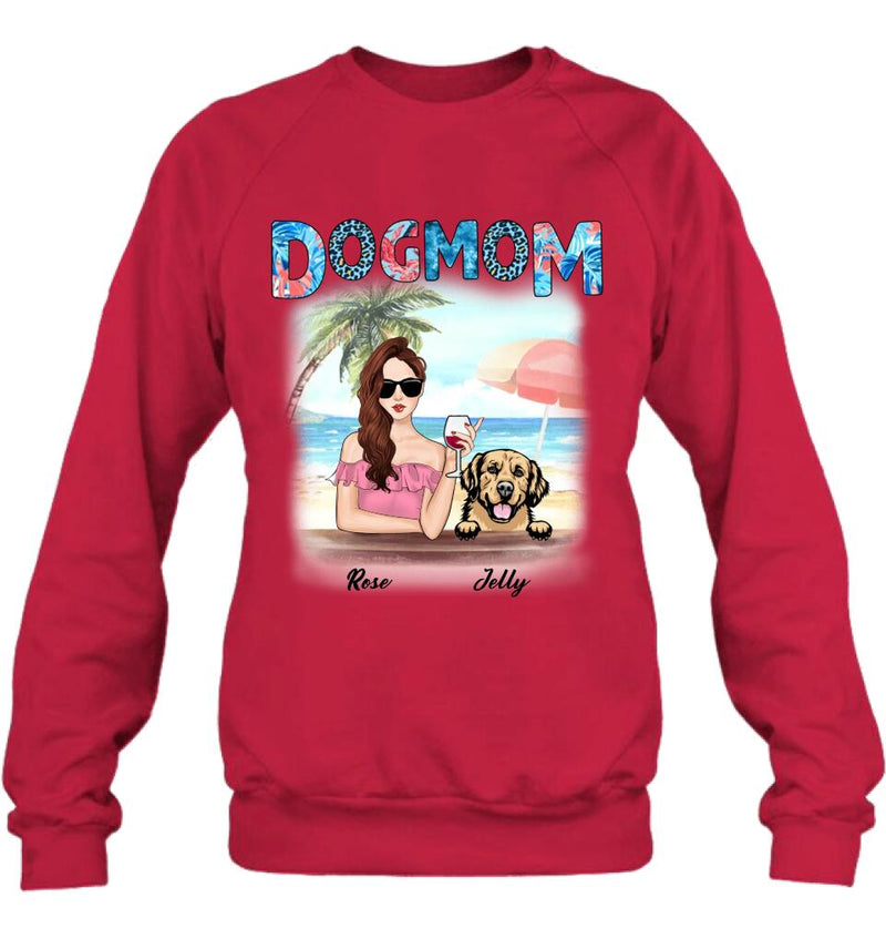 Personalized Dog Mom Summer Patterned Shirt/Hoodie - Up to 4 Dogs - Gift Idea For Dog Mom