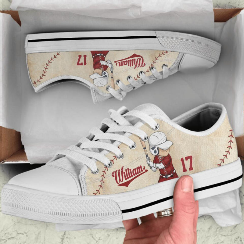 Personalized Baseball Low Top Sneakers - Birthday Gift Idea For Baseball Lovers