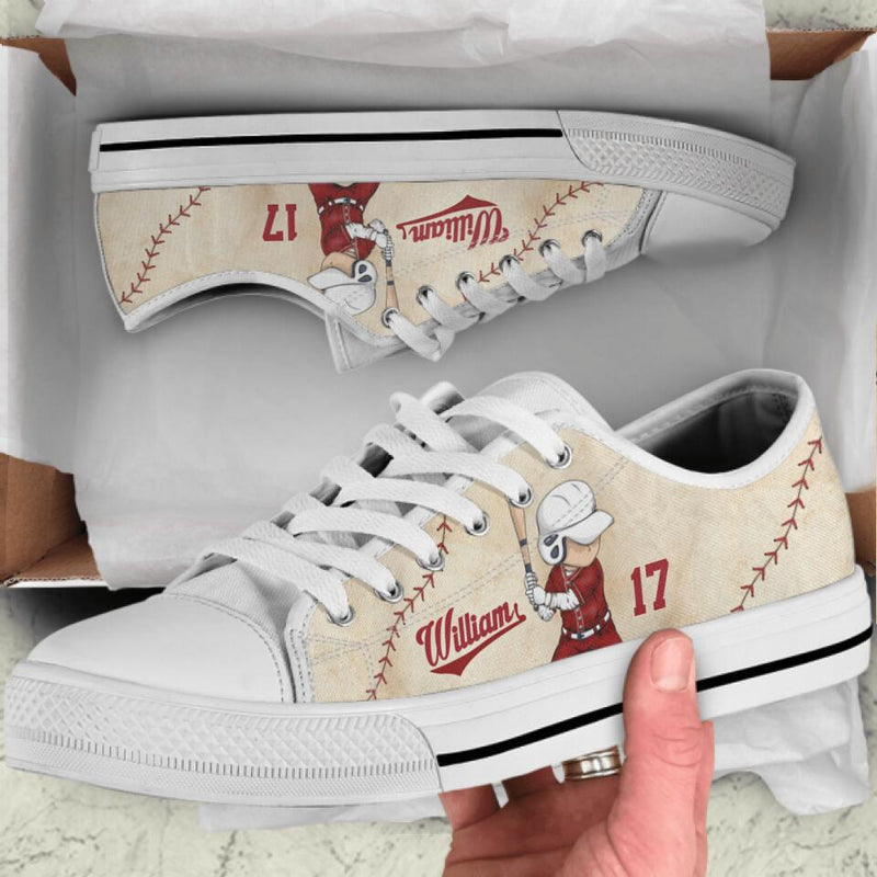 Personalized Baseball Low Top Sneakers - Birthday Gift Idea For Baseball Lovers