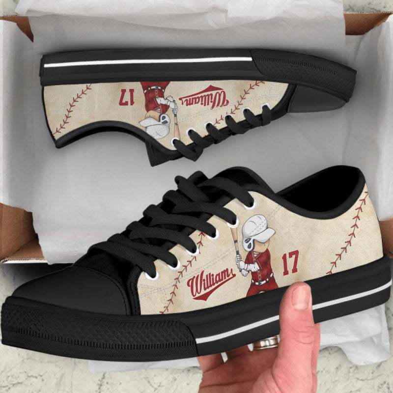 Personalized Baseball Low Top Sneakers - Birthday Gift Idea For Baseball Lovers