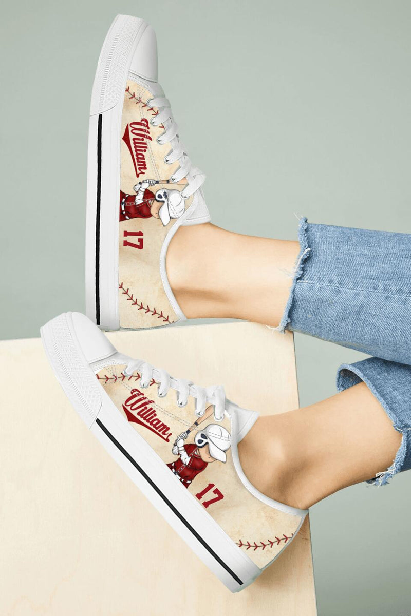 Personalized Baseball Low Top Sneakers - Birthday Gift Idea For Baseball Lovers