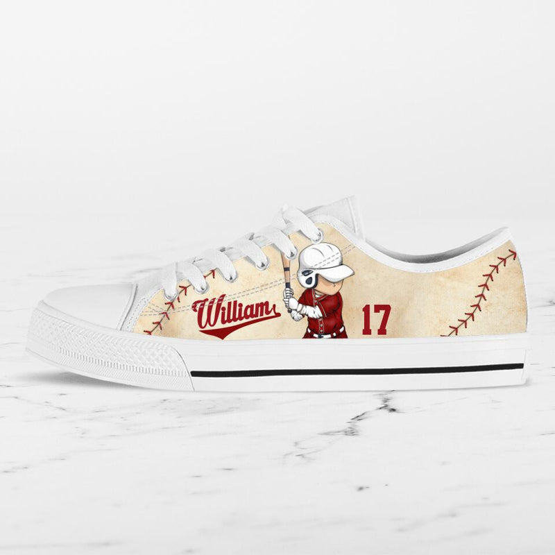 Personalized Baseball Low Top Sneakers - Birthday Gift Idea For Baseball Lovers
