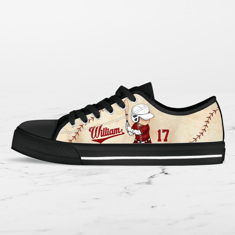 Personalized Baseball Low Top Sneakers - Birthday Gift Idea For Baseball Lovers