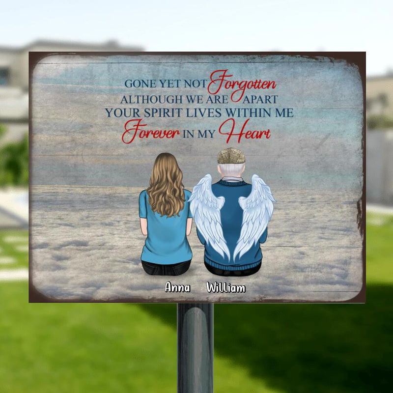 Personalized Memorial Family Metal Sign - Memorial Gift For Family - Up to 4 People - A Piece Of My Heart Is In Heaven