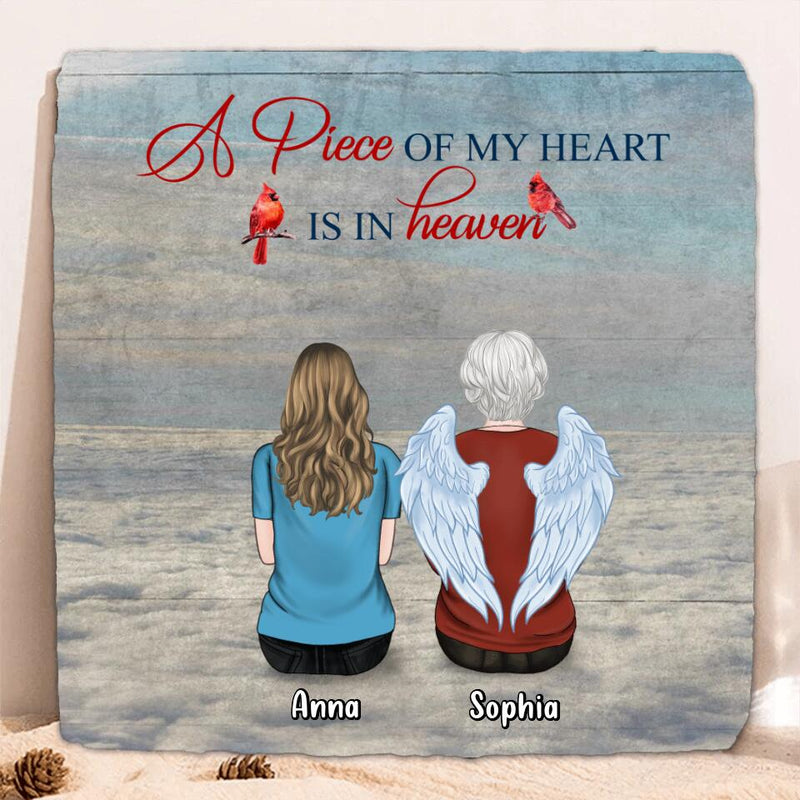 Personalized Memorial Family Square Lithograph - Memorial Gift For Family - Up to 4 People - A Piece Of My Heart Is In Heaven