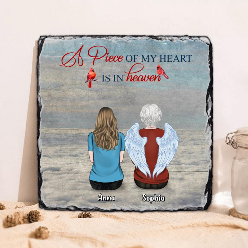 Personalized Memorial Family Square Lithograph - Memorial Gift For Family - Up to 4 People - A Piece Of My Heart Is In Heaven