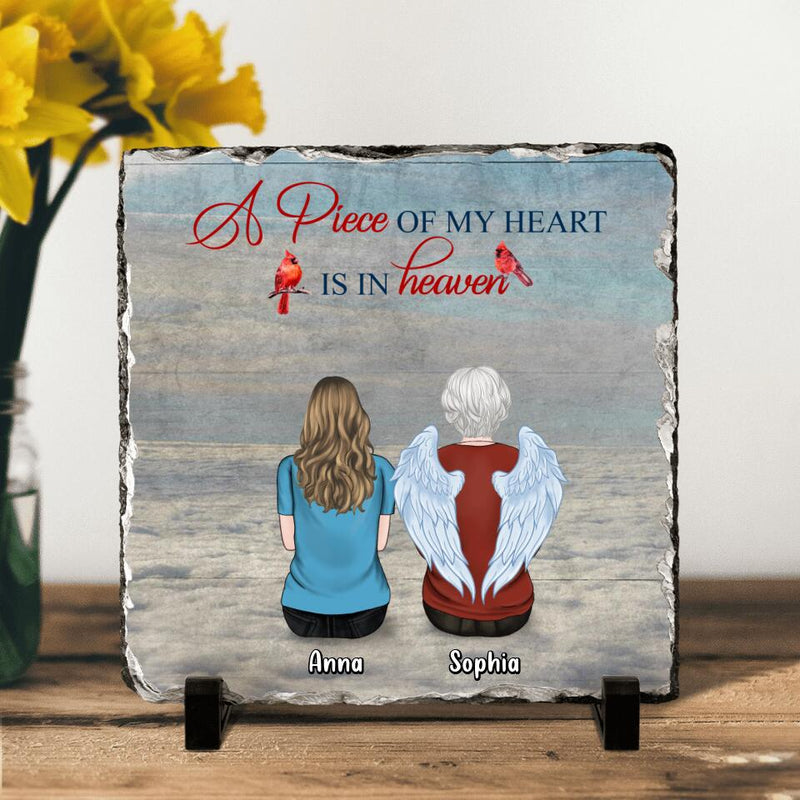 Personalized Memorial Family Square Lithograph - Memorial Gift For Family - Up to 4 People - A Piece Of My Heart Is In Heaven