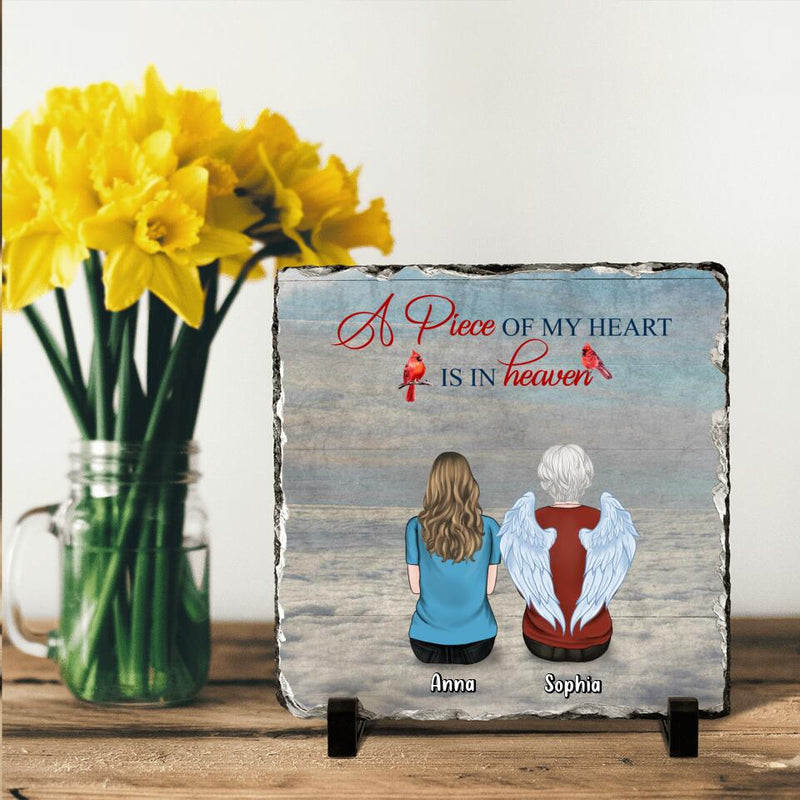 Personalized Memorial Family Square Lithograph - Memorial Gift For Family - Up to 4 People - A Piece Of My Heart Is In Heaven
