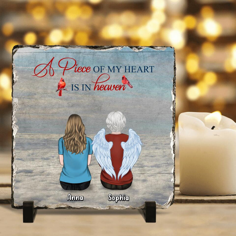 Personalized Memorial Family Square Lithograph - Memorial Gift For Family - Up to 4 People - A Piece Of My Heart Is In Heaven