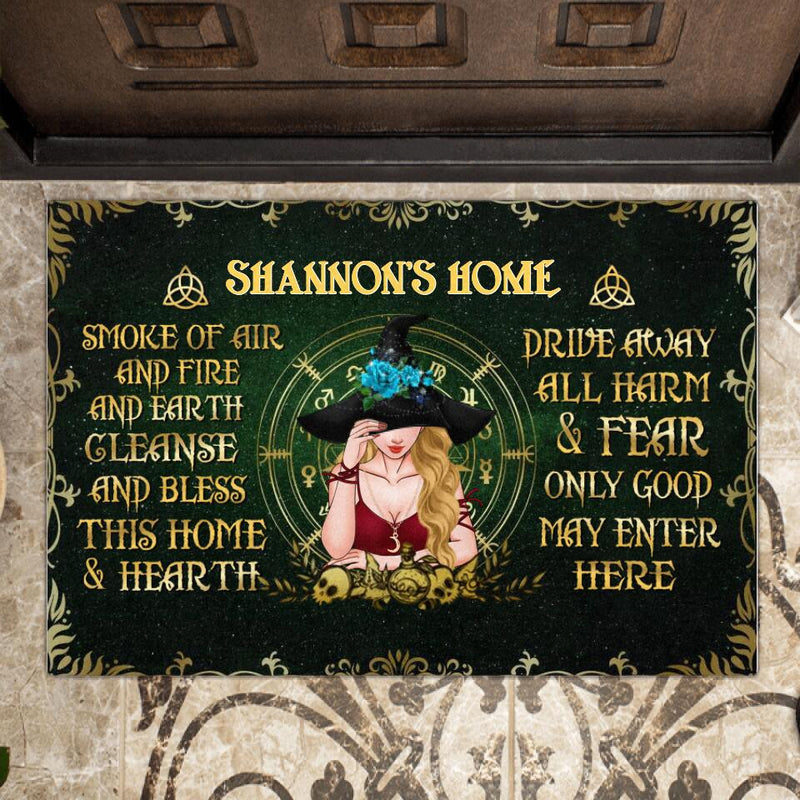 Personalized Witch Home Doormat - Best Gift Idea For Halloween/Wiccan Decor/Pagan Decor - Smoke Of Air And Fire And Earth