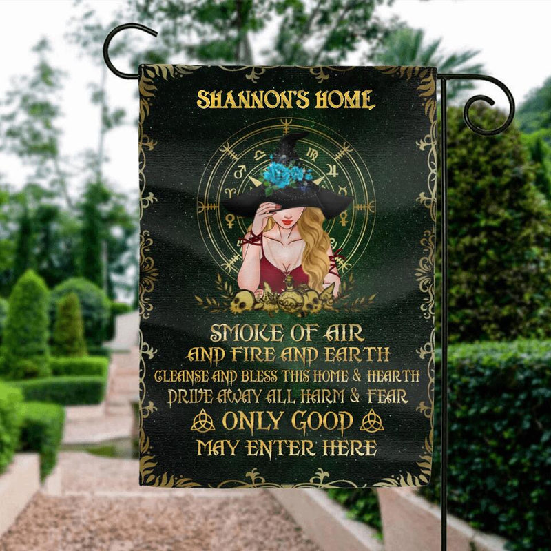 Personalized Witch Home Flag Sign - Best Gift Idea For Halloween - Smoke Of Air And Fire And Earth