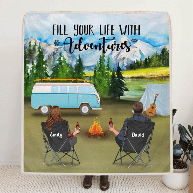 Personalized Camping Blanket - Gift For Father's Day, The Whole Family - Couple with up to 6 pets, Parents with up to 6 kids - ODH9UF