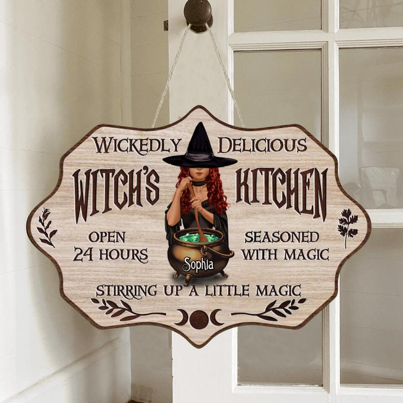 Personalized Witch Wooden Sign - Gift Idea For Halloween - Wickedly Delicious Witch's Kitchen