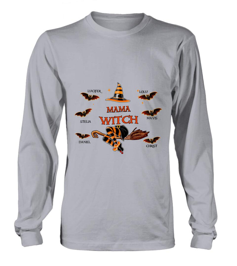 Custom Personalized Halloween T-shirt/Sweatshirt/Hoodie/Long Sleeve - Up to 6 Bats - Best Gift For Halloween, Mother/Grandmother - Mama Witch - 80H9EN