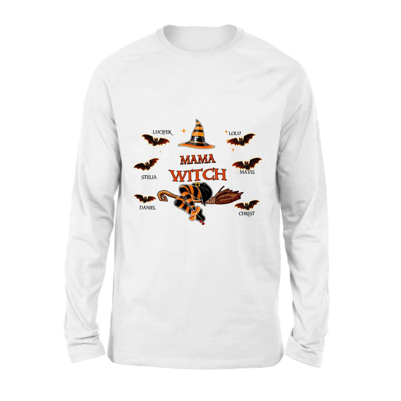 Custom Personalized Halloween T-shirt/Sweatshirt/Hoodie/Long Sleeve - Up to 6 Bats - Best Gift For Halloween, Mother/Grandmother - Mama Witch - 80H9EN
