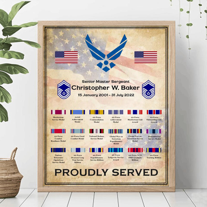 Personalized Veteran Poster - Ribbons And Rewards - Gift Idea For Veterans/Family Members