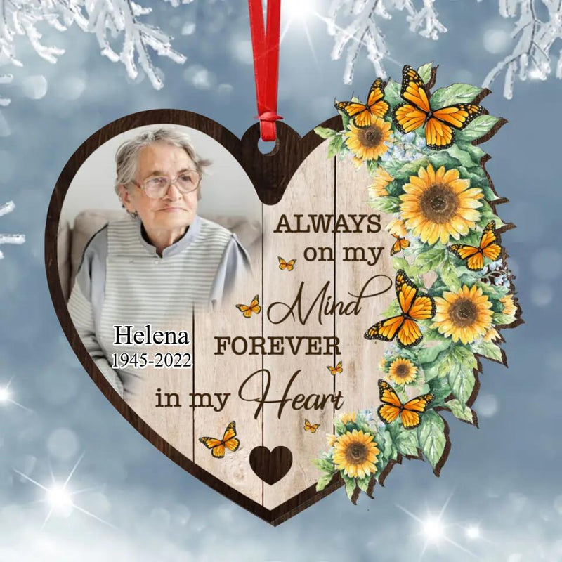 Personalized Upload Photo Wooden Ornament - Memorial Gift Idea For Christmas - Always On My Mind Forever In My Heart
