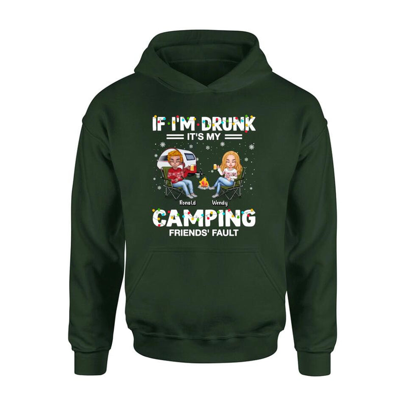 Personalized Camping Friends Shirt - Up to 7 Friends - Christmas Gift For Friends/Camping Lovers - If I'm Drunk It's My Camping Friends' Fault