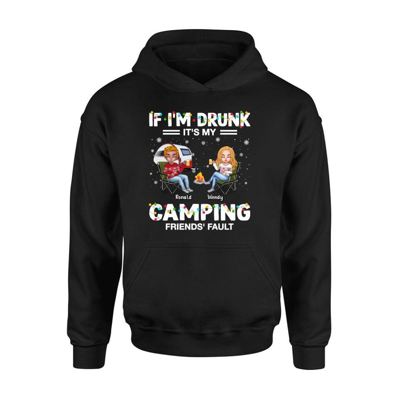 Personalized Camping Friends Shirt - Up to 7 Friends - Christmas Gift For Friends/Camping Lovers - If I'm Drunk It's My Camping Friends' Fault