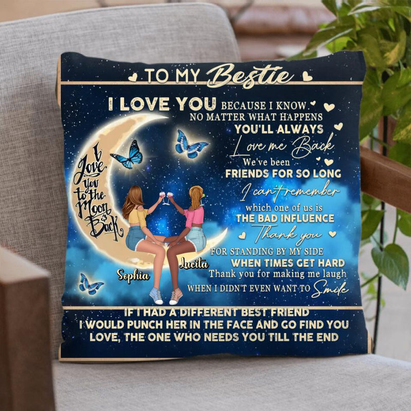 Personalized Besties Quilt/Fleece Throw Blanket/Pillow Cover - Gift Idea For Best Friends/Besties - To My Bestie