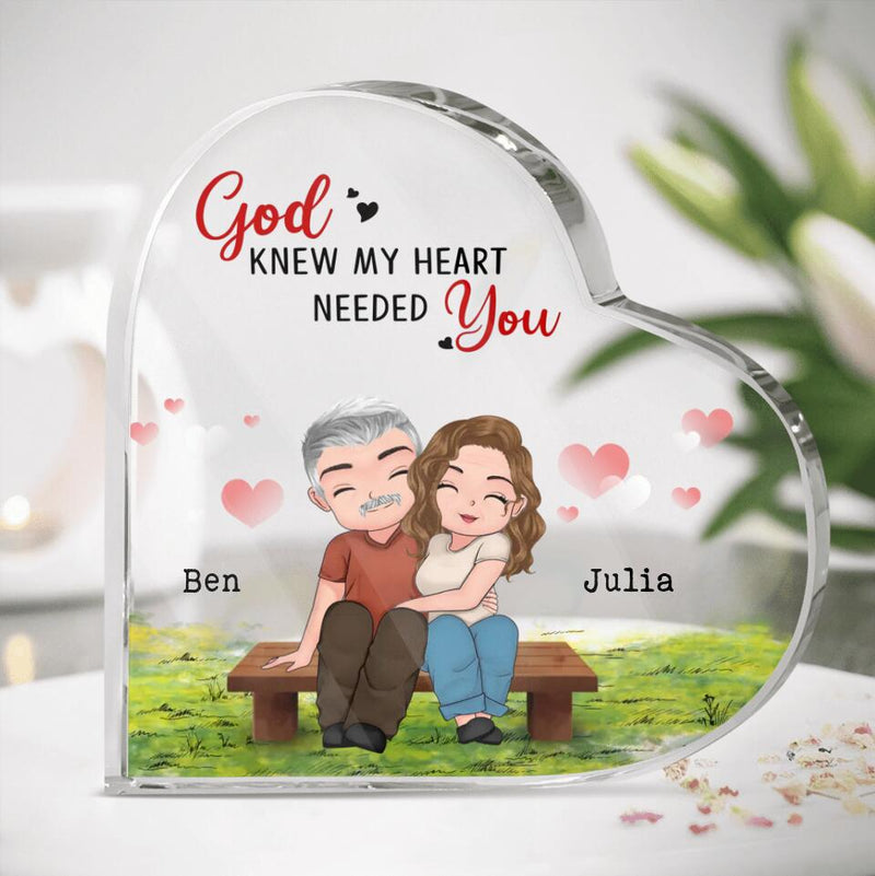 Personalized Couple Acrylic Plaque - Gift Idea For Couple/Mother's Day Gift From Husband - God Knew My Heart Needed You