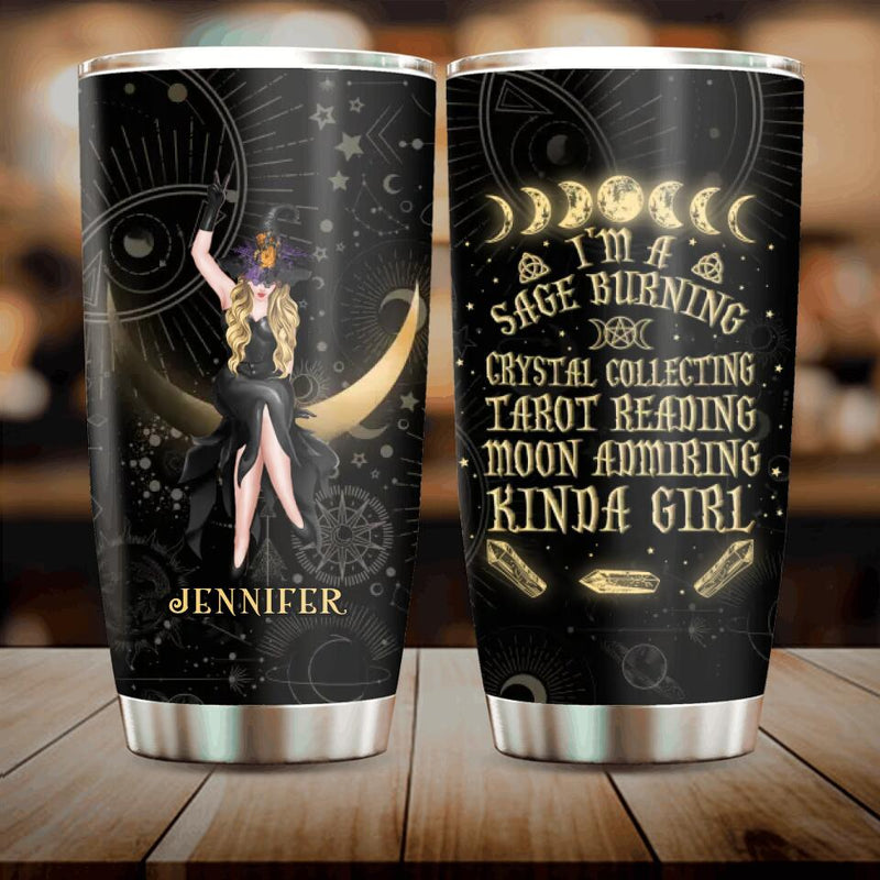 Personalized Witch Tumbler - Gift Idea For Witch Lovers/Halloween - I’m A Sage Burning Crystal Collecting Tarot Reading Moon Admiring Kinda Girl