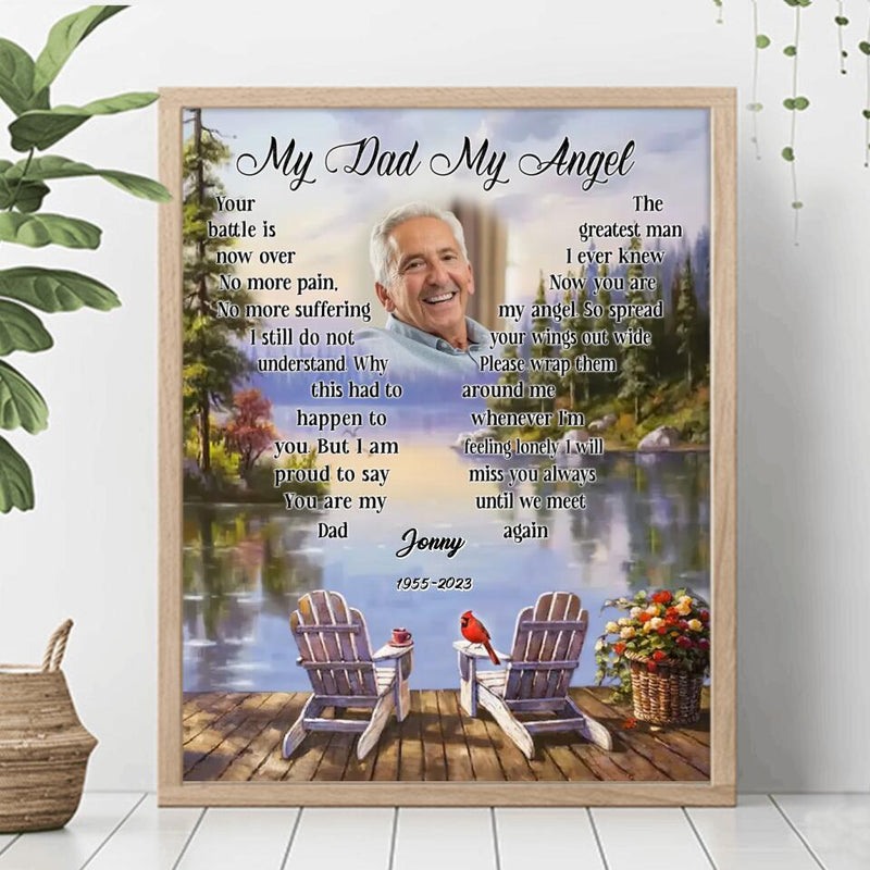 Personalized Memorial Photo Poster - Gift Idea For Father's Day/Husband - My Dad/Husband My Angel
