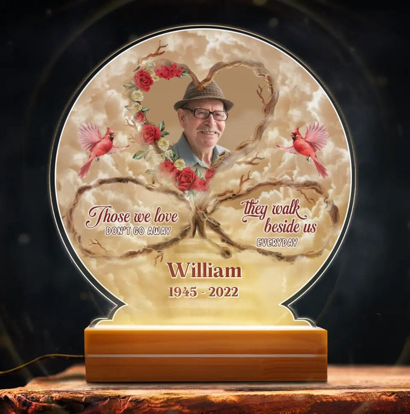 Personalized Memorial Photo Acrylic Night Light - Memorial Gift Idea For Mother's Day/Father's Day - Those We Love Don't Go Away They Walk Beside Us Everyday