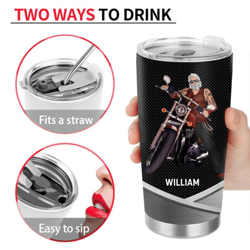 Personalized Old Biker Tumbler - Father's Day Gift Idea for Biker - I'm A Grumpy Old Biker
