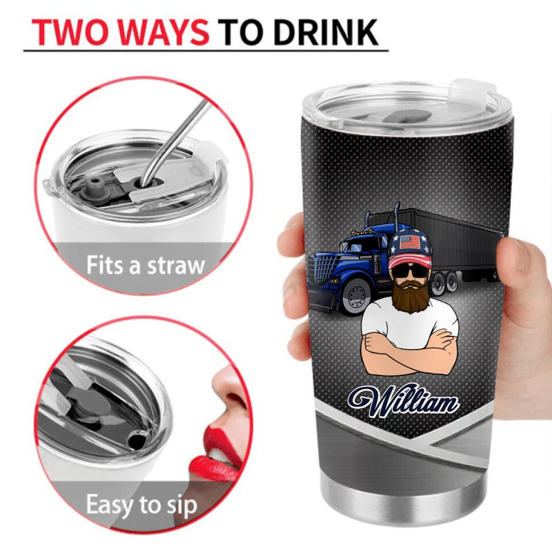 Personalized Old Trucker Tumbler - Father's Day Gift Idea for Trucker - I'm A Grumpy Old Trucker