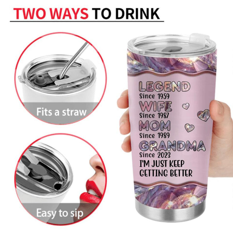 Personalized Grandma Tumbler - Mother's Day Gift Idea - Just Keep Getting Better