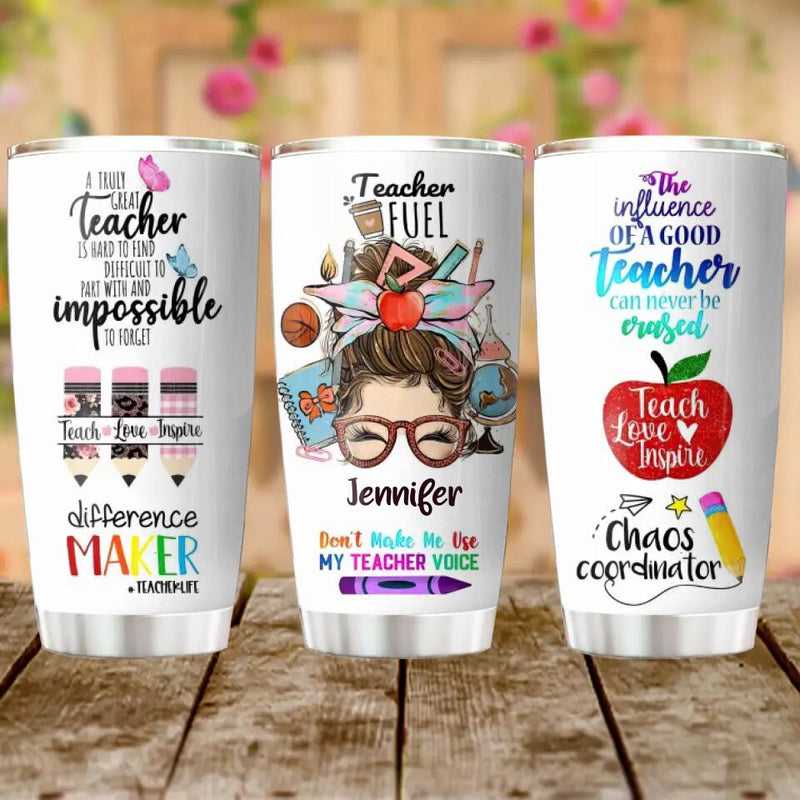 Personalized Teacher Tumbler - Best Gift Idea For Teacher/Birthday - The Influence Of A Good Teacher Can Never Be Erased
