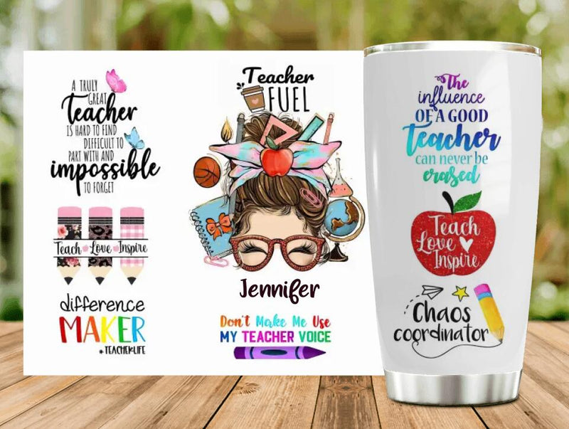 Personalized Teacher Tumbler - Best Gift Idea For Teacher/Birthday - The Influence Of A Good Teacher Can Never Be Erased