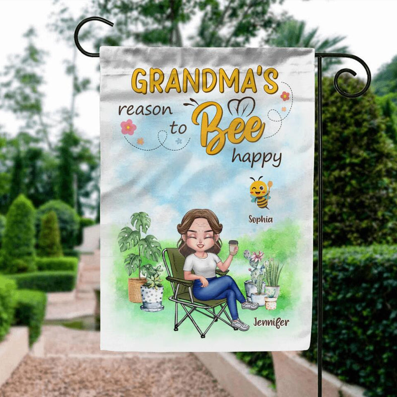 Personalized Grandma Flag Sign - Gift Idea For Grandma/Mother's Day Gift Idea - Grandma's Reasons To Bee Happy