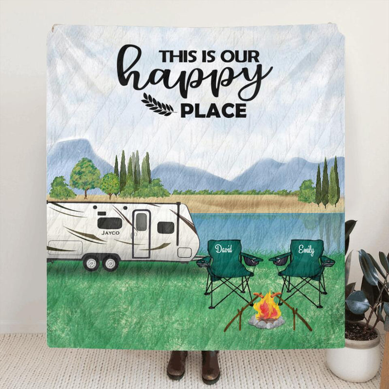 Personalized Camping Blanket - Best Gift for Couple - This Is Happy Place - M2PMJT