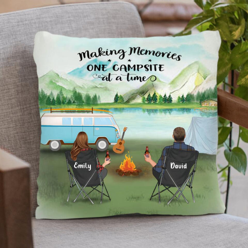 Personalized Camping Blanket/Pillow Cover - Gift for Whole Family, Camping Lovers - Couple with Up to 6 Pets, Parents with Up to 6 Kids - Life is better around the campfire - Q3VZTZ