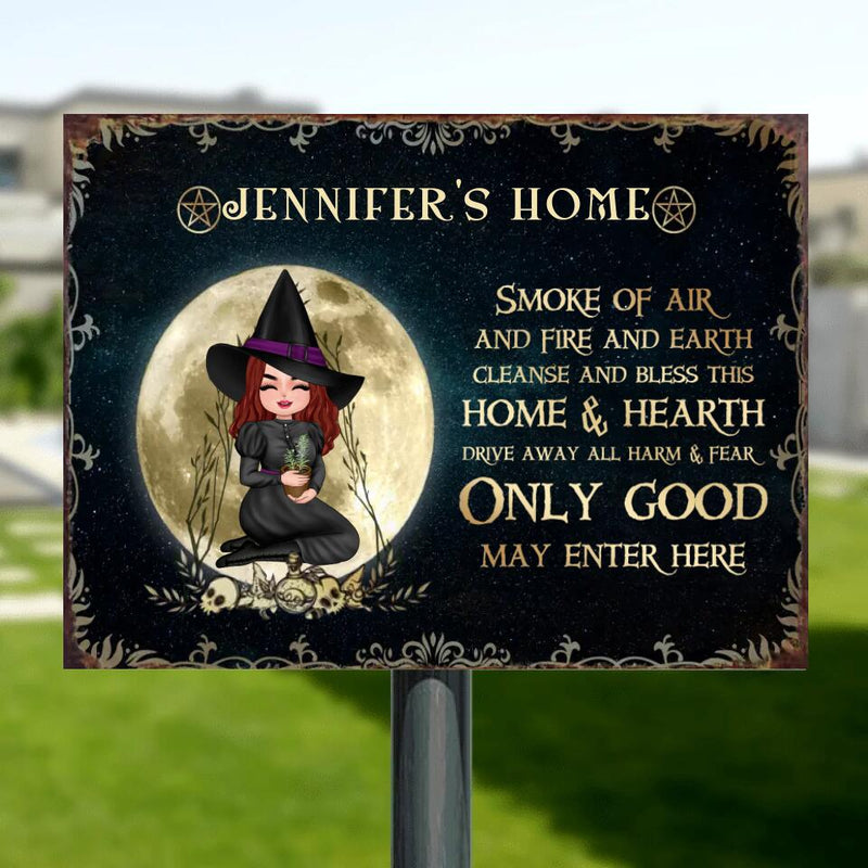 Personalized Witch Metal Sign - Gift Idea For Halloween/Birthday/Mother's Day/Wiccan Decor/Pagan Decor - Smoke Of Air And Fire And Earth Cleanse And Bless This Home & Hearth
