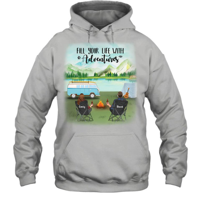 Personalized Camping T-shirt/Pullover Hoodie - Couple/Parents With Up to 6 Kids And 2 Pets - Best Gift For Camping Lover
