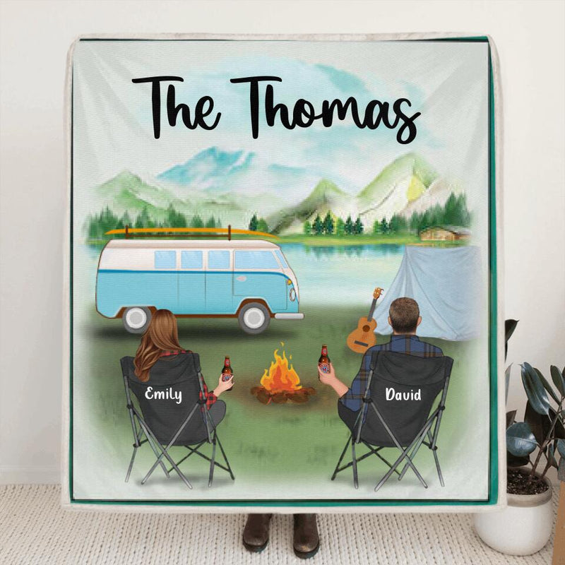 Personalized Camping Blanket - Gift For The Whole Family, Camping Lovers - Couple with up to 6 pets and Parents with up to 6 kids - Family's Name - Q3VZTZ
