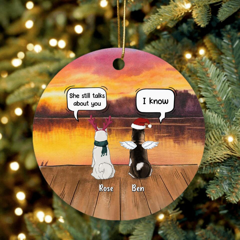 Personalized Xmas Pet Memorial Ornament - Up to 5 Dogs/Cats - Christmas Memorial Gift For Dog/ Cat Lover