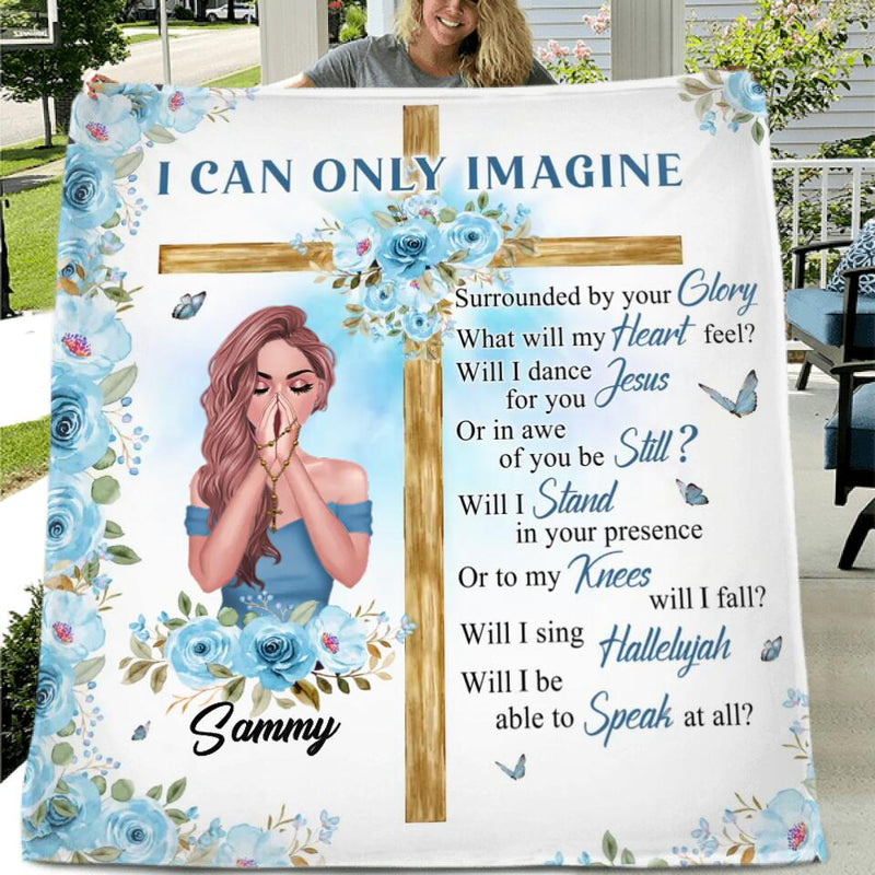 Personalized Jesus Girl Fleece Throw Blanket/Quilt - Mother's Day Gift Idea - I Can Only Imagine